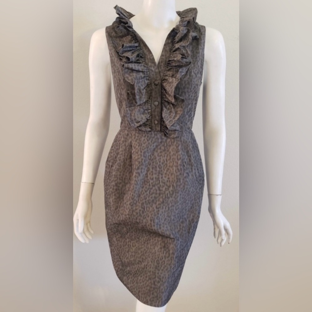 Women’s Marc NYAndrew Marc Animal Print Ruffled Neck Cocktail Dress Size 4